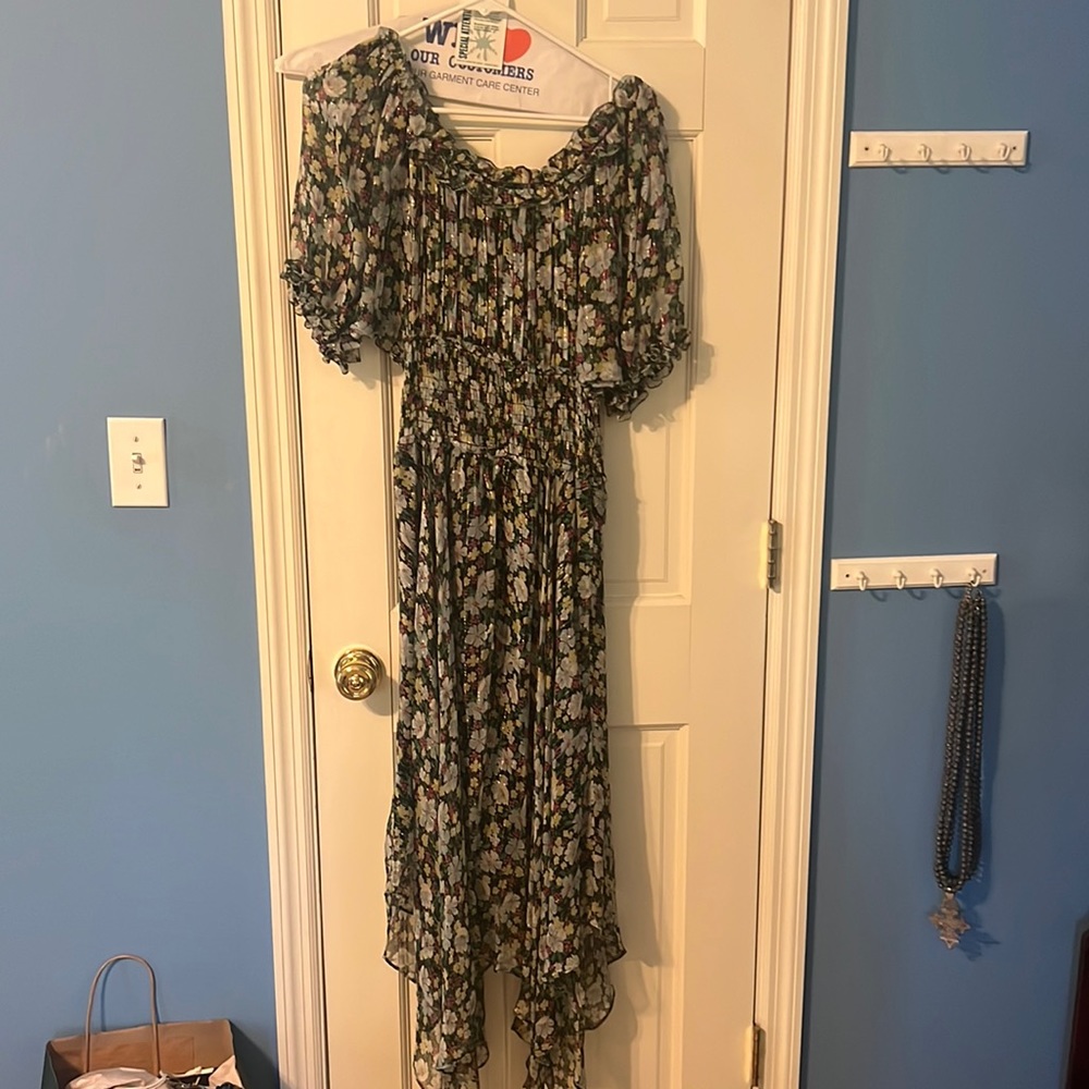 Maje off the shoulder midi floral dress